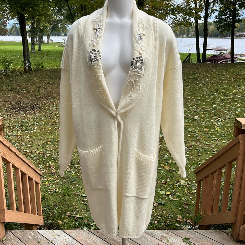 VTG WESTERN Connection embellished knee length sweater M-L